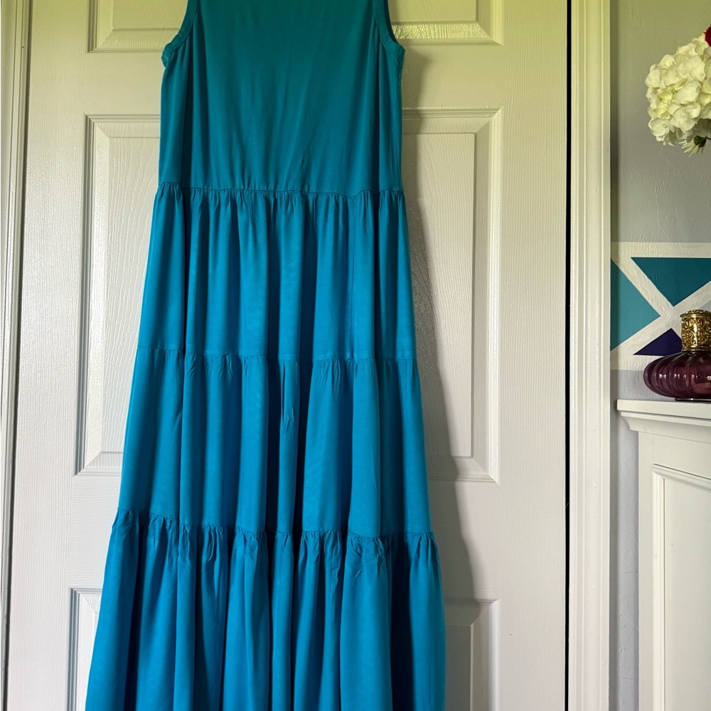 Elegant OSO Casuals Women's Teal Sleeveless Maxi Dress - Picture 5 of 7